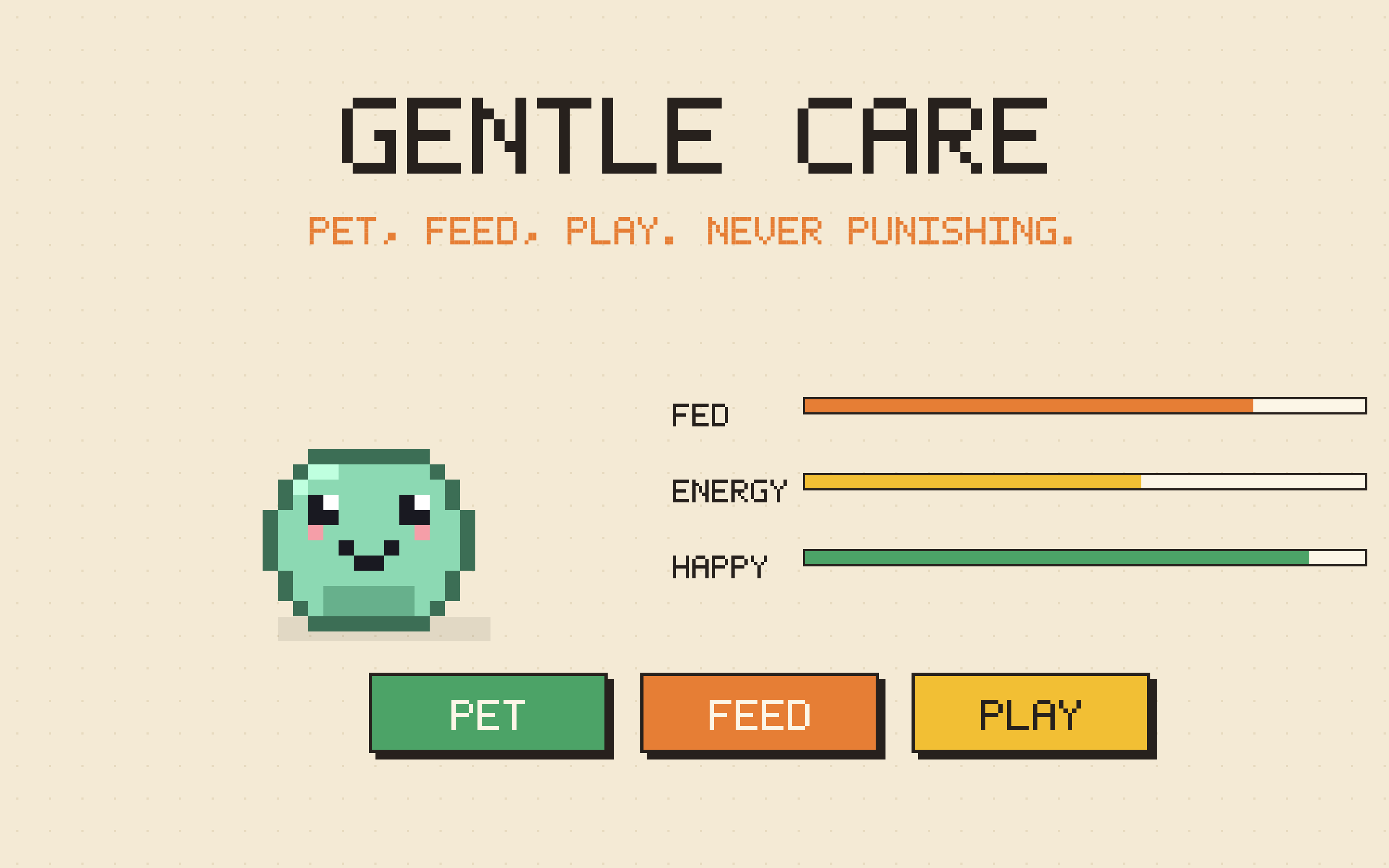 Gentle care with pet, feed and play